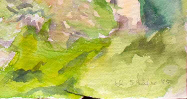Karlheinz Schäfer - Abstrahierte Waldlandschaft - 1985 - Aquarell
