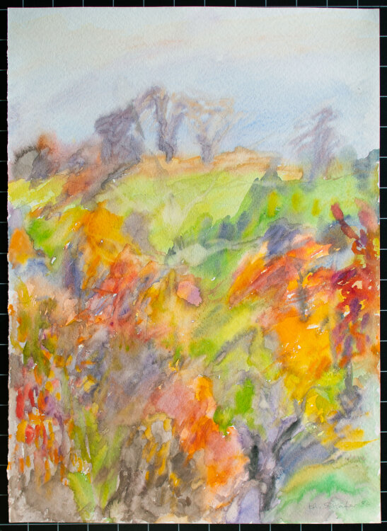 Karlheinz Schäfer - Herbstliche abstrahierte Waldlandschaft - 1986 - Aquarell
