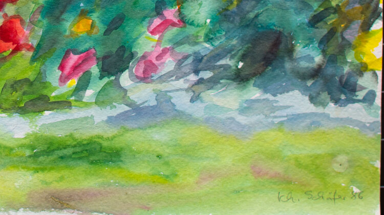 Karlheinz Schäfer - Blumen im Garten - 1986 - Aquarell