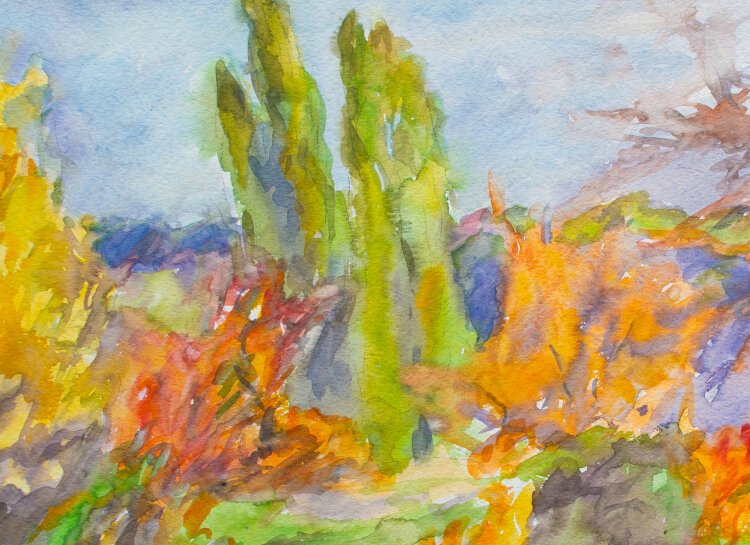 Karlheinz Schäfer - Herbst im Garten - 1986 - Aquarell