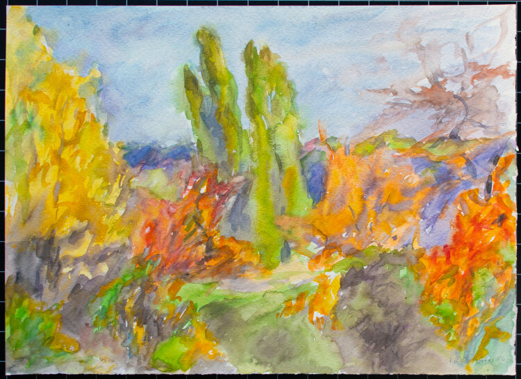 Karlheinz Schäfer - Herbst im Garten - 1986 - Aquarell
