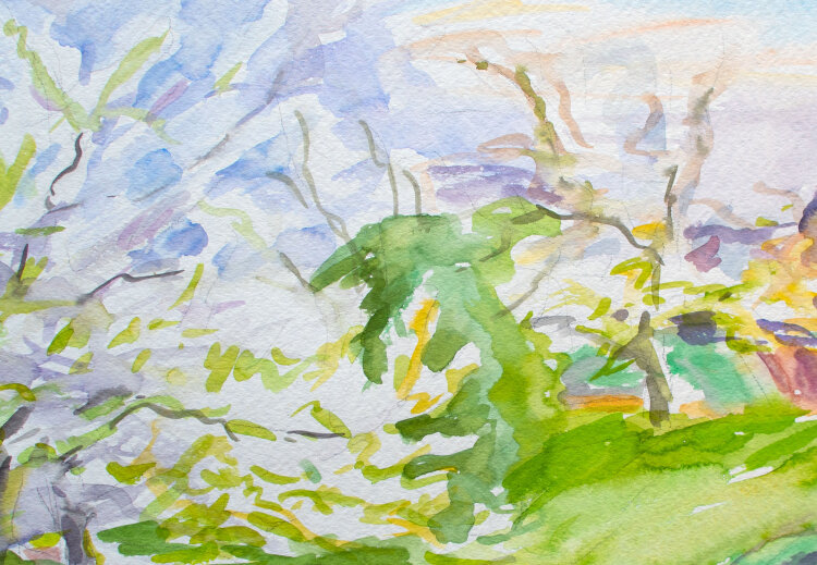 Karlheinz Schäfer - Baum im Park - 1987 - Aquarell