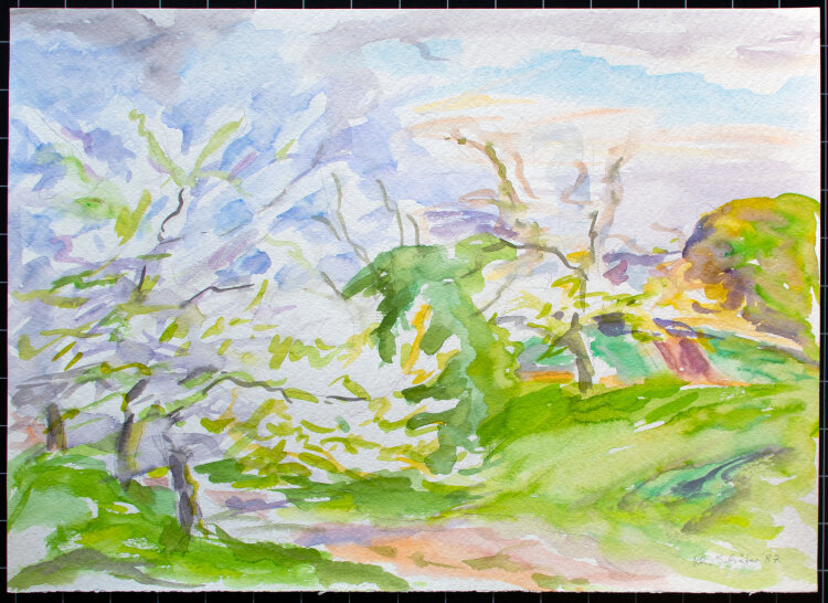 Karlheinz Schäfer - Baum im Park - 1987 - Aquarell