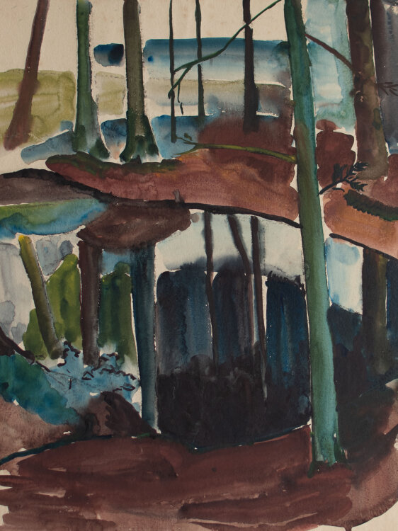 Gerhard Schulte-Dahling - Wald mit Gewässer - o.J. - Aquarell