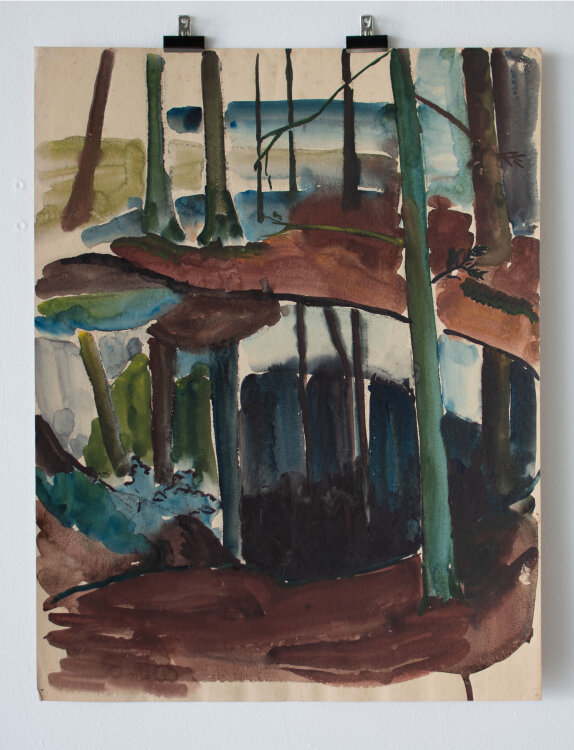 Gerhard Schulte-Dahling - Wald mit Gewässer - o.J. - Aquarell
