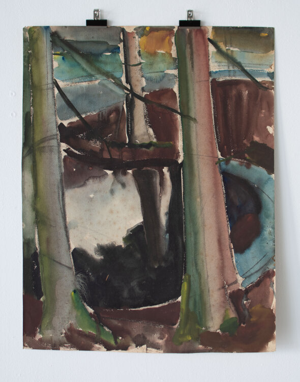Gerhard Schulte-Dahling - Wald mit Gewässer - o.J. - Aquarell