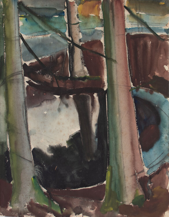 Gerhard Schulte-Dahling - Wald mit Gewässer - o.J. - Aquarell