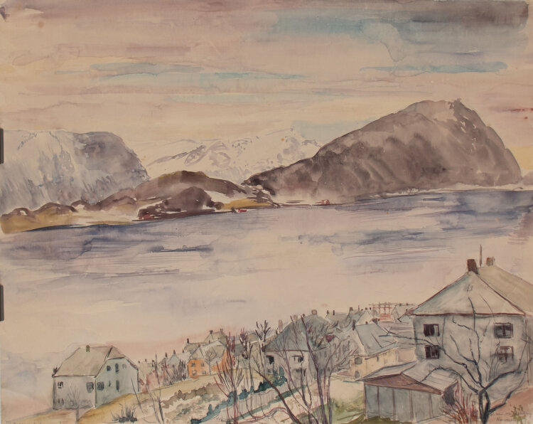 Gerhard Schulte-Dahling - Blick auf Hessa bei Ålesund in Norwegen - 1941 - Aquarell