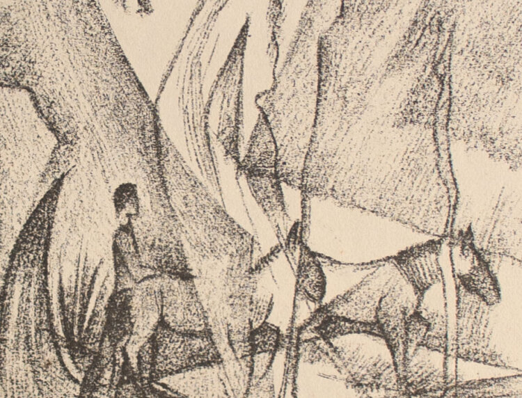 Monogrammist K.M - Akt mit Pferden - o.J. - Lithografie