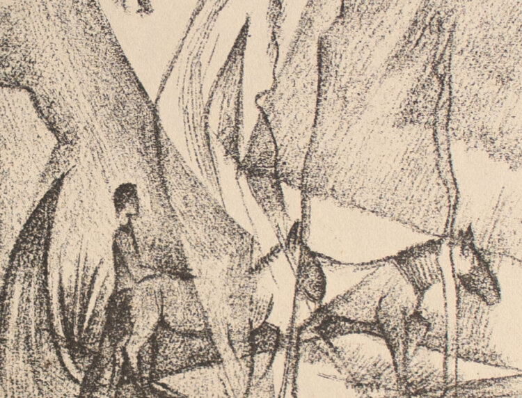 Monogrammist K.M - Akt mit Pferden - o.J. - Lithografie