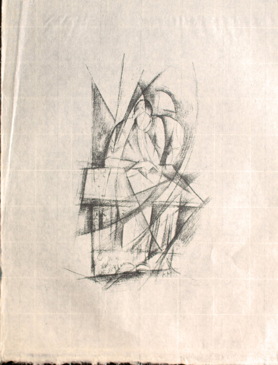 Monogrammist K.M - Lesende Frau - o.J. - Lithografie