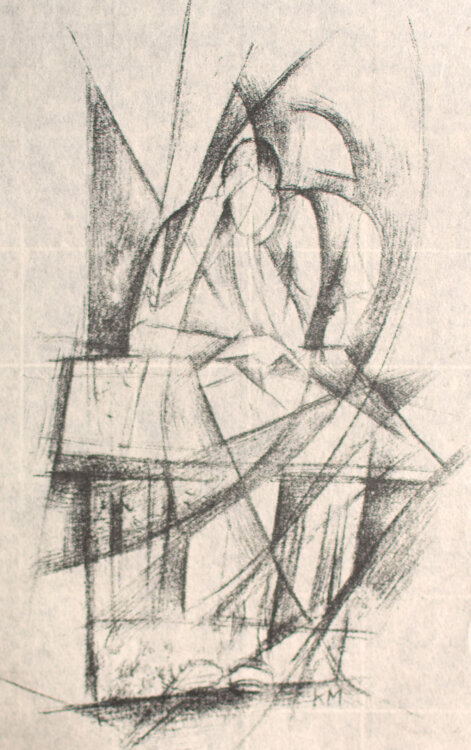 Monogrammist K.M - Lesende Frau - o.J. - Lithografie