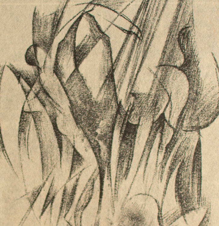 Monogrammist K.M - Pferd mit Akt - o.J. - Lithografie