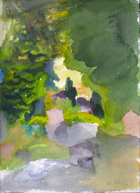 Karlheinz Schäfer - Fluss im Wald - 2002 - Aquarell