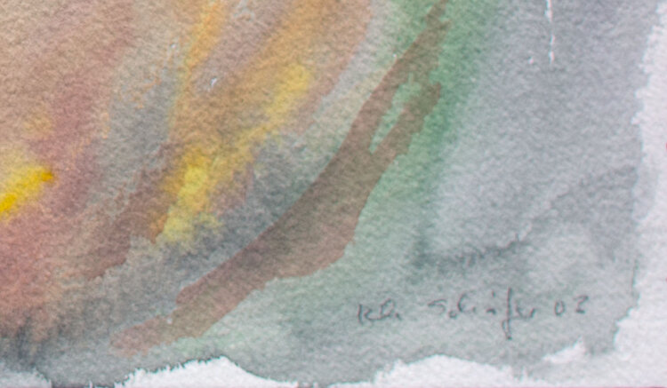 Karlheinz Schäfer - Heufeld auf einem Hügel - 2003 - Aquarell