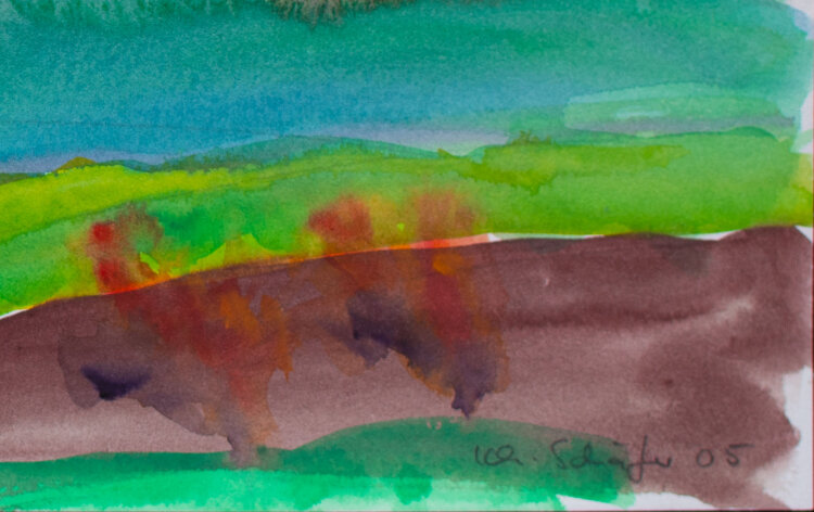 Karlheinz Schäfer - Dorf, Tallandschaft - 2005 - Aquarell