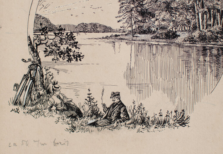unbekannter Monogrammist M.Z. - Der Wannsee bei Berlin - o.J. - Tusche, weiß gehöht