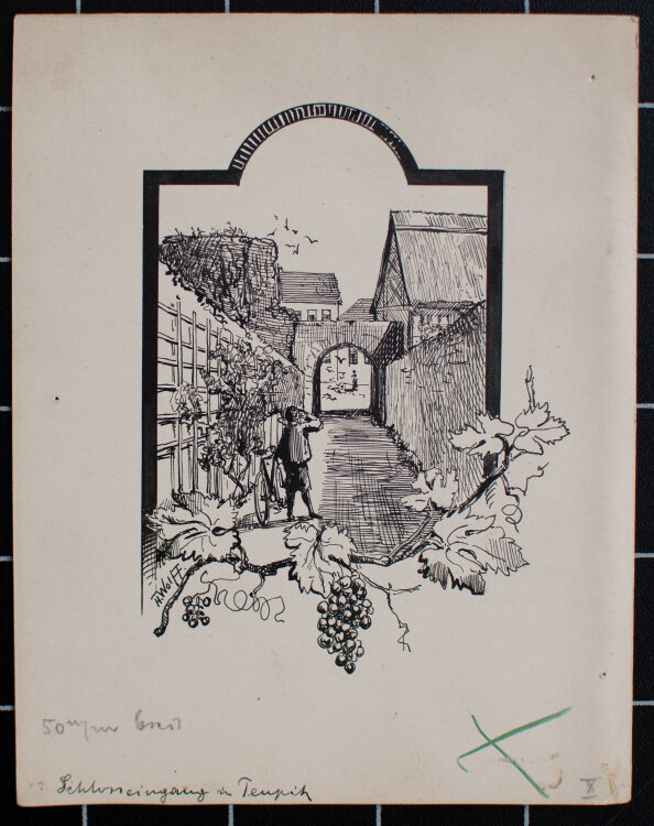 Heinrich Wollf - Schlosseingang in Teupitz - o.J. - Tusche