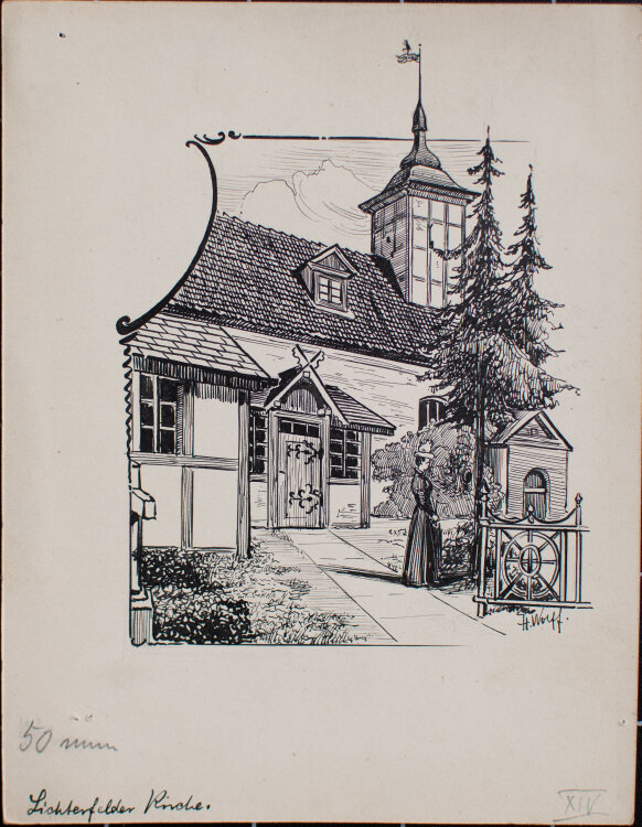 Heinrich Wollf - Lichterfelde Kirche - o.J. - Tusche