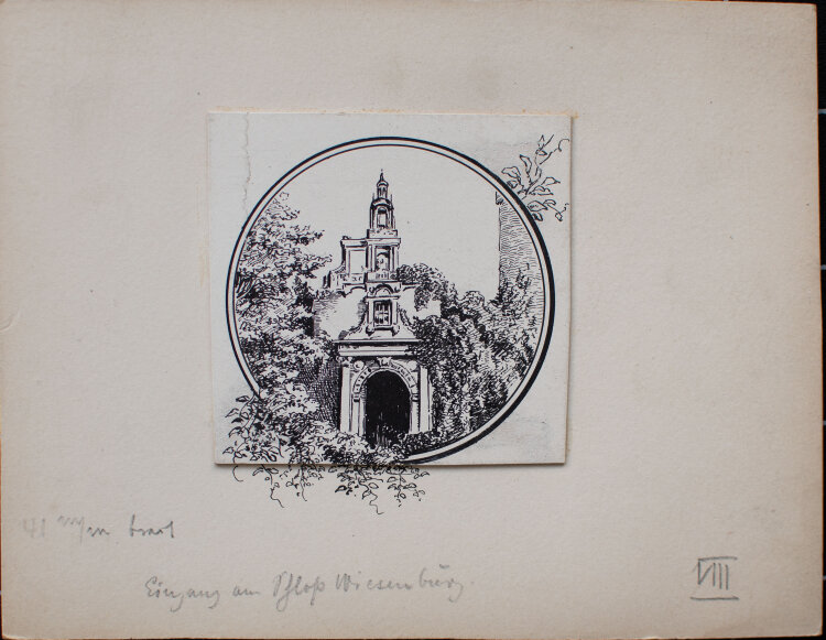 unbekannt - Eingang am Schloß Wiesenburg - o.J. - Tusche