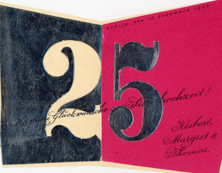 unbekannt - Grußkarte mit Zahl - 1954 - Collage