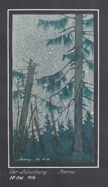 F. Bading - Wald bei Nacht, Dünaburg - 1916 - Aquarell