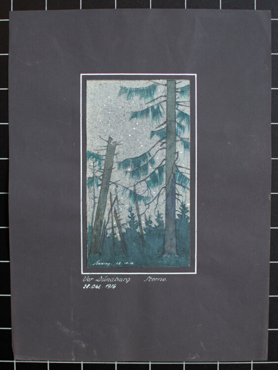 F. Bading - Wald bei Nacht, Dünaburg - 1916 - Aquarell