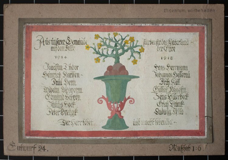 Albert Leusch - Entwurf  für ein Kriegerdenkmal - Gouache - 1914/16