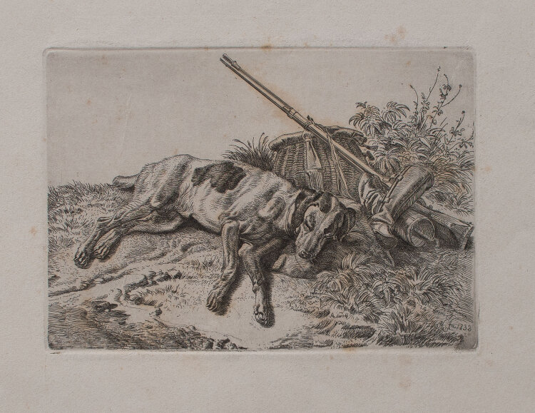 Adam Klein - Schlafender Jagdhund - 1833 - Radierung