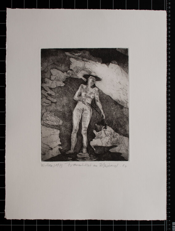 Willibrord Haas - Frau mit Hut am Felsstrand - 1973 -...