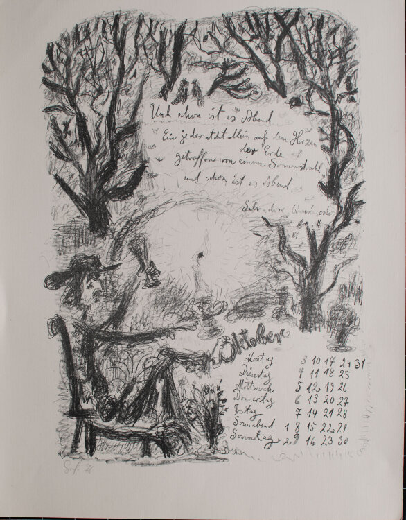 Peter Graf - Kalenderblatt Oktober - 1976 - Seriegrafie
