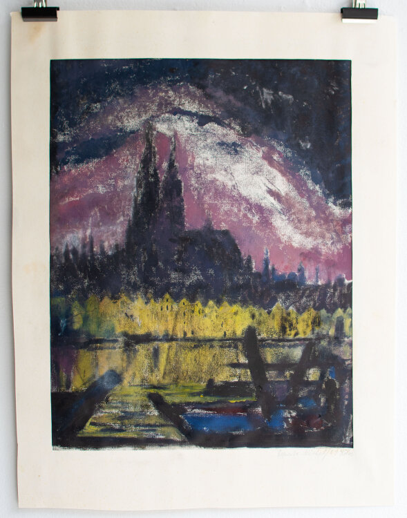 Elfriede Michel - Köln, Stadtansicht - 1959 - Pastell