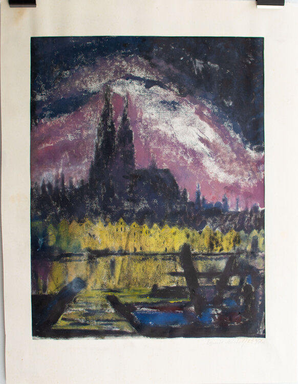 Elfriede Michel - Köln, Stadtansicht - 1959 - Pastell