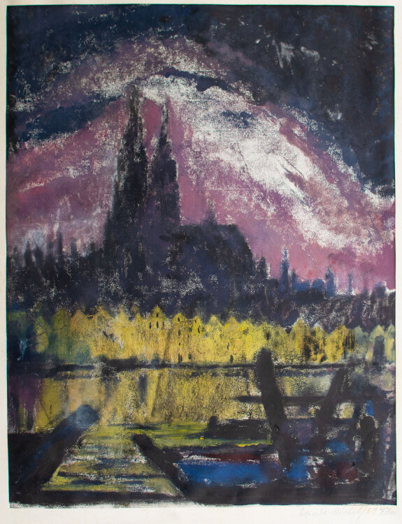 Elfriede Michel - Köln, Stadtansicht - 1959 - Pastell