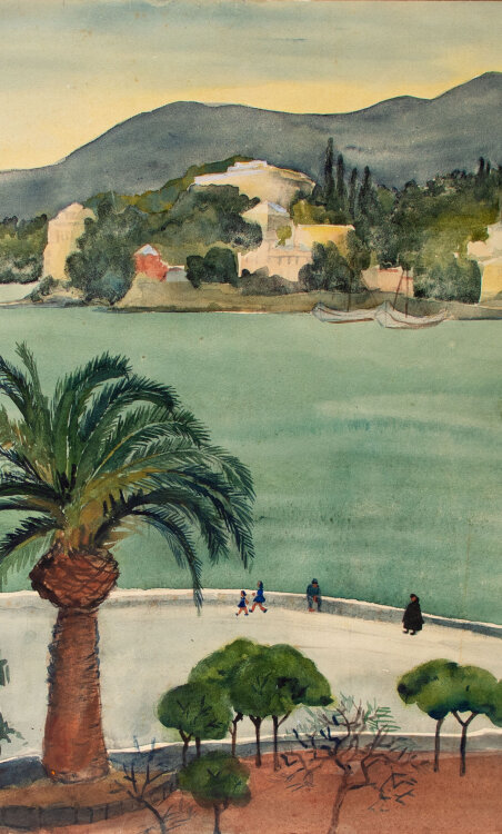 Elfriede Michel - Rapallo, Ostern, links die Halbinsel mit Portofino u. Santa Margherita Ligure - 1939 - Aquarell