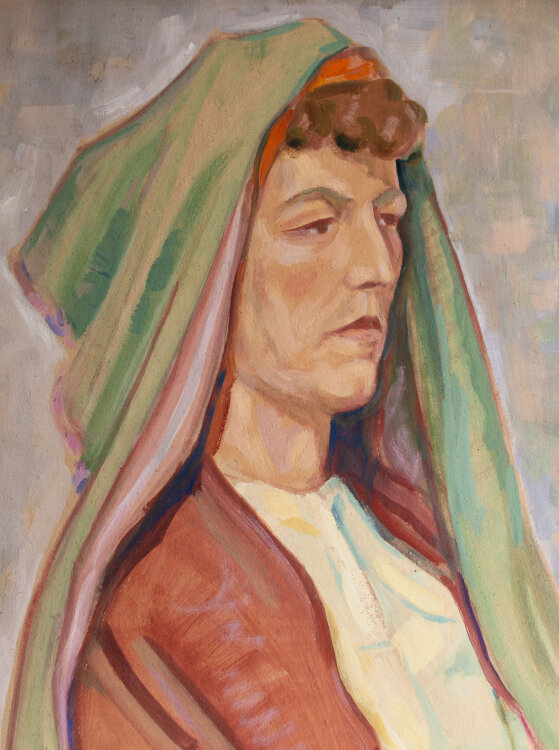 Fritz Hellmich - Mann mit Kappe - 1975 - Öl auf Papier