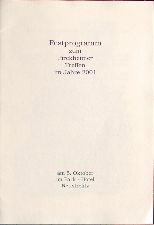 Cornelia Kestner - Festprogramm zum Pirckheimer Treffen im Jahre 2001 - 2001 - Siebdruck