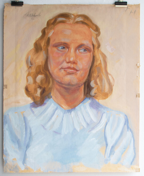 Fritz Hellmich - Frauenbildnis - 1943 - Öl auf Papier