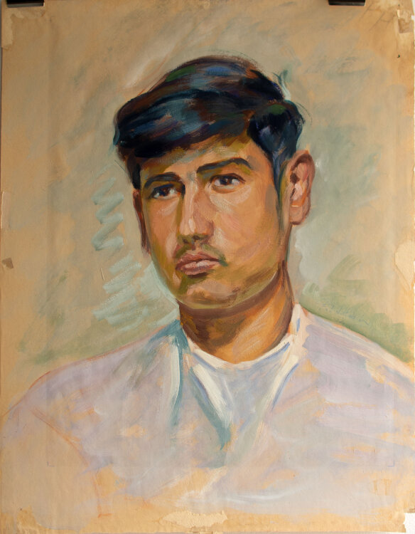 Fritz Hellmich - Knabenporträt - 1943 - Öl auf Papier