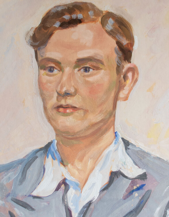 Fritz Hellmich - Männerbildnis mit Anzugsjacke - o.J. - Öl auf Papier