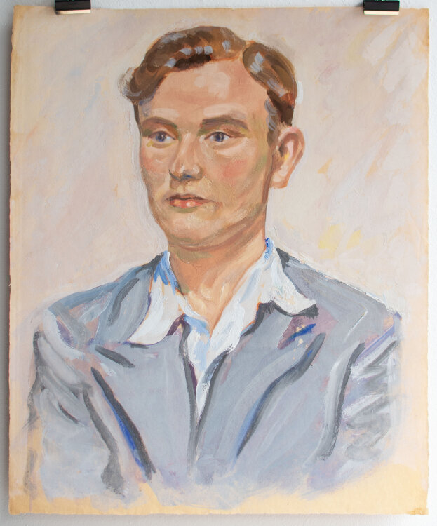 Fritz Hellmich - Männerbildnis mit Anzugsjacke - o.J. - Öl auf Papier