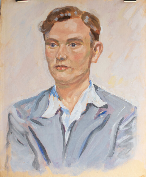 Fritz Hellmich - Männerbildnis mit Anzugsjacke - o.J. - Öl auf Papier