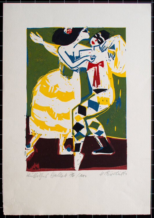 Heinz Friedrich - Balletttänzerin und Harlekin - 1961 - Holzschnitt