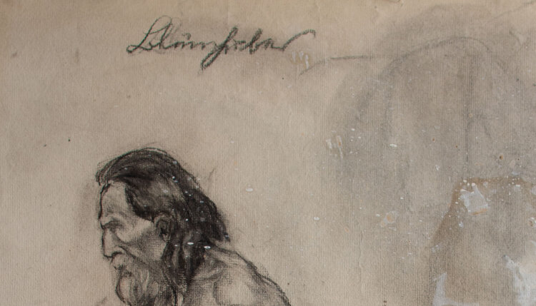 Georg Blümhuber - Stehender älterer Mann - o.J. - Zeichnung