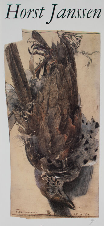 Horst Janssen - Ausstellungsplakat Berggruen & Cie, Paris - 1986 - Offsetdruck