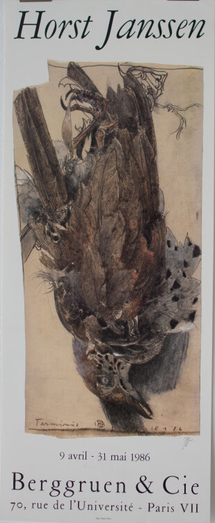 Horst Janssen - Ausstellungsplakat Berggruen & Cie, Paris - 1986 - Offsetdruck