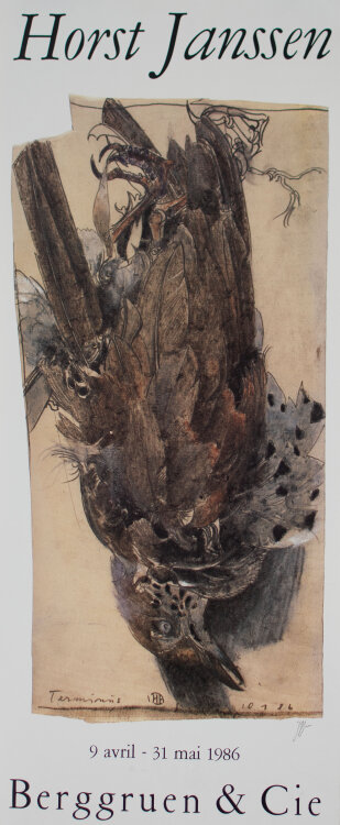Horst Janssen - Ausstellungsplakat Berggruen & Cie, Paris - 1986 - Offsetdruck