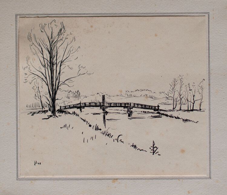 Gerhard Schulte-Dahling - Brücke über die Trave - 1948 - Tusche