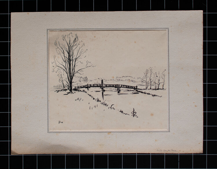 Gerhard Schulte-Dahling - Brücke über die Trave - 1948 - Tusche