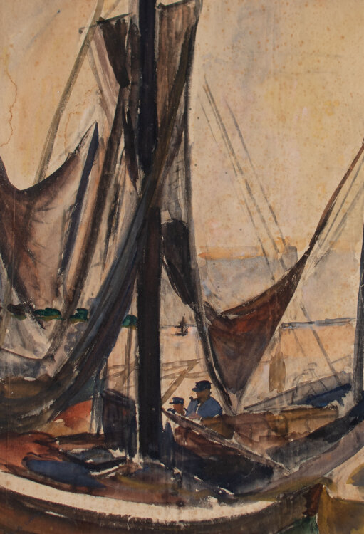 Gerhard Schulte-Dahling - Segelboot im Hafen - o.J. - Öl / Mischtechnik